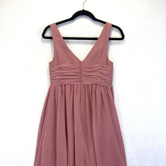 Azazie Formal Maternity Maxi Dress A2 Chiffon Pink Flowy Wedding Prom Bridesmaid - Picture 8 of 16